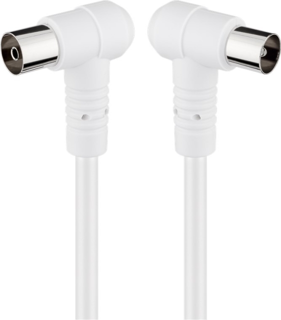 Goobay Vinklad antennkabel (80 dB), dubbelskärmad koaxial-plugg 90° > koaxial-uttag 90° (helt skärmad), 3.5 m