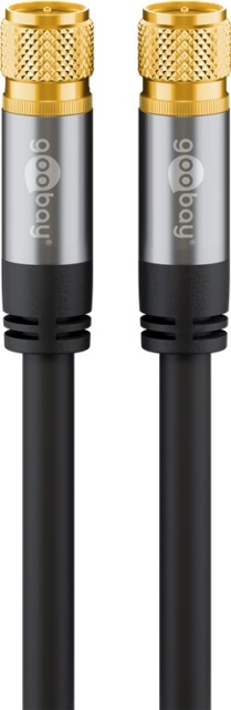 Goobay SAT-antennkabel (135 dB), 4x skärmad guldpläterad, F-plugg > F-plugg, 2 m