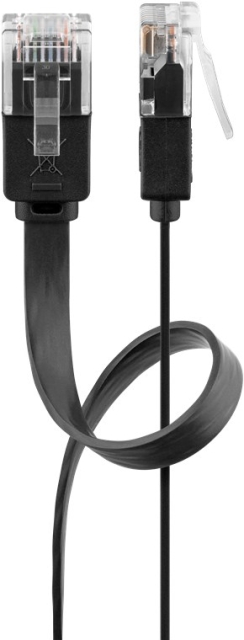 Goobay CAT 6 platt patchkabel, U/UTP, svart kopparledare (CU), 15 m