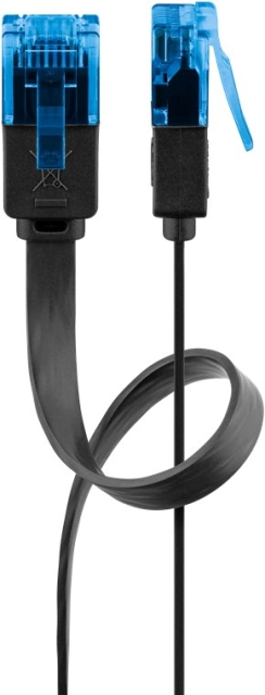 Goobay CAT 6A platt patchkabel, U/UTP, svart kopparledare (CU), 0.5 m