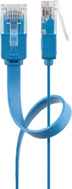Goobay CAT 6 platt patchkabel, U/UTP, blå kopparledare (CU), 1 m