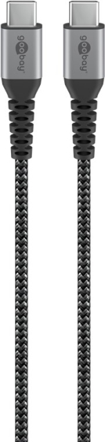 Goobay USB-C™-till-USB-C™-textilkabel med metallkontakter 1 m elegant och extra robust anslutningskabel för enheter med USB-C™-port