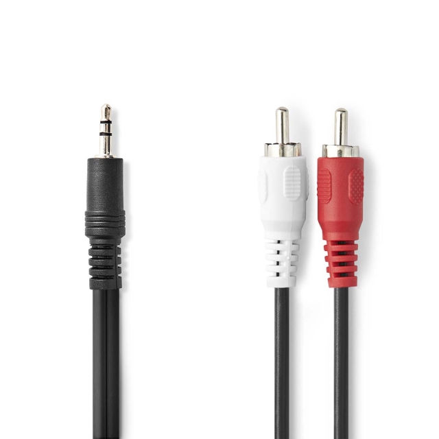 Nedis Stereoljudkabel | 3.5 mm Hane | 2x RCA Hane | Nickelplaterad | 10.0 m | Rund | Svart | Label