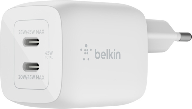 Belkin BoostCharge Pro Dual Port USB-C GaN 45W PD 3.0 laddare