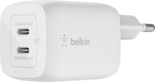 Belkin BoostCharge Pro Dual Port USB-C GaN 65W PD 3.0 laddare