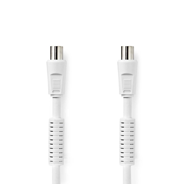Nedis Koaxialkabel | IEC (Koax) Hane | IEC (Koax) Hona | Nickelplaterad | 120 dB | 75 Ohm | Fyra skydd | 1.00 m | Rund | PVC | Vit | Label