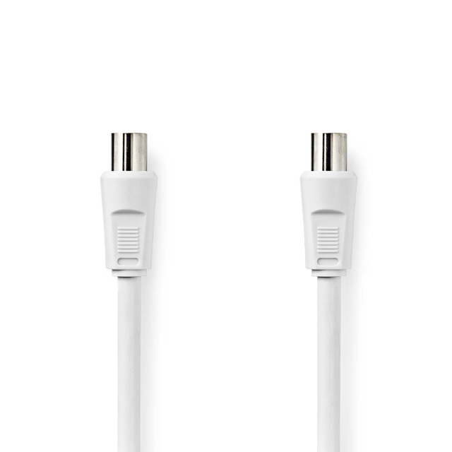 Nedis Koaxialkabel | IEC (Koax) Hane | IEC (Koax) Hane | Nickelplaterad | 90 dB | 75 Ohm | Dubbelskärmad | 3.00 m | Rund | PVC | Vit | Label
