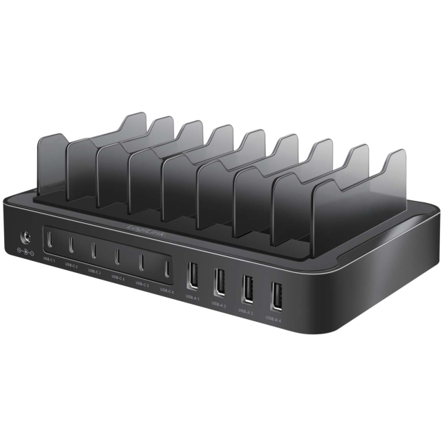 LogiLink Laddningsstation 10 portar 6st USB-C + 4st USB-A PD/QC3.0 120W