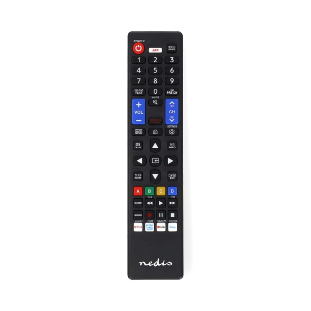 Nedis Ersättnings Fjärrkontroll | Passar till: Samsung | Förprogrammerad | 1 Enhet | Amazon Prime / Disney + Button / Netflix Knapp / Smarthem knapp / Youtube Knapp | Infraröd | Svart