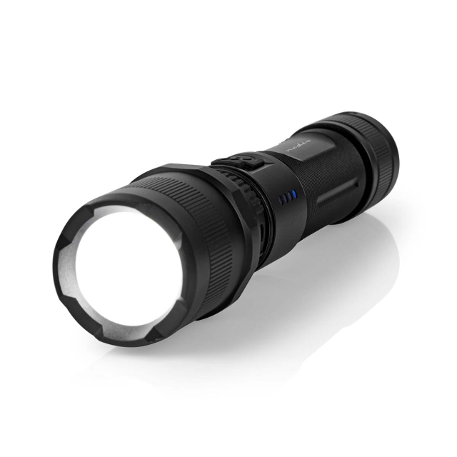 Nedis LED ficklampa | Batteridriven | 3.7 V DC | 10 W | N/A | batterier medföljer | Uppladdningsbara | Angivet ljusflöde: 1000 lm | Belysningsräckvidd: 110 m | Strålvinkel: 9.5 °