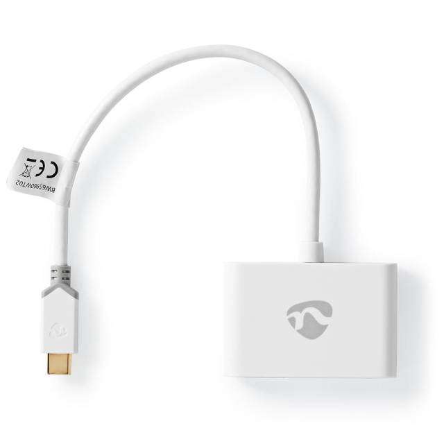 Nedis USB Multi-Port Adapter | 2-in-1 | USB 3.1 Gen1 | USB-C™ Hane | 2x USB-A | 1000 Mbps | 0.20 m | Rund | Guldplaterad | PVC | Vit | Kartong med fönster