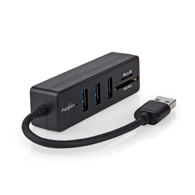 Nedis USB-hubb | USB-A Male | 3x USB A Female | 5-Port port(s) | USB 3.2 Gen 1 | USB ström | 5 Gbps | SD & MicroSD