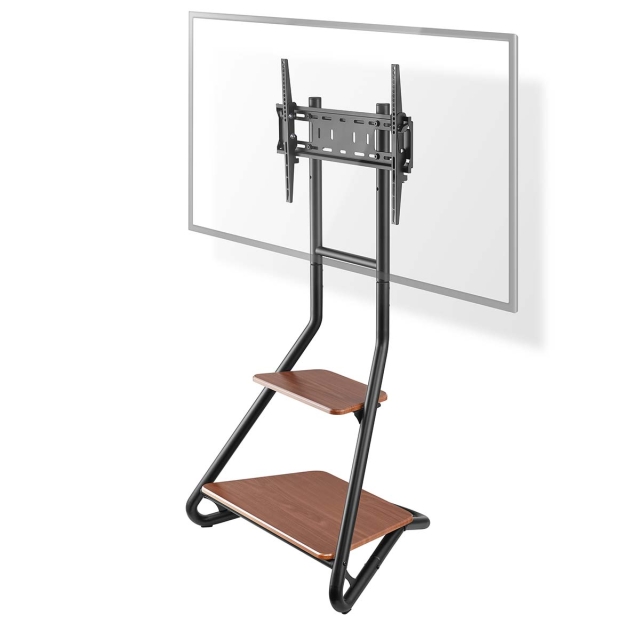 Nedis Golvstativ | 37 - 75 " | Maximal skärmvikt som stöds: 40 kg | Bauhaus Design | Justerbar förinställda höjder | MDF / Stål | Brun / Svart