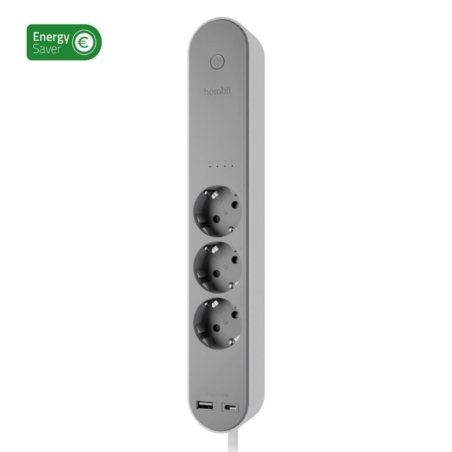 Hombli Smart Grenuttag 3-vägs Grå USB-C & USB-A