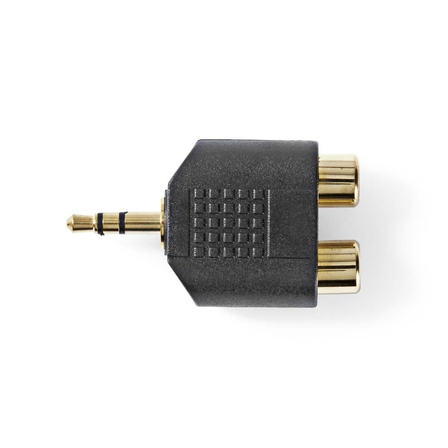 Nedis Stereo Audio Adapter | 3.5 mm Hane | 2x RCA Hona | Guldplaterad | Rak | ABS | Svart | 10 st. | Kuvert