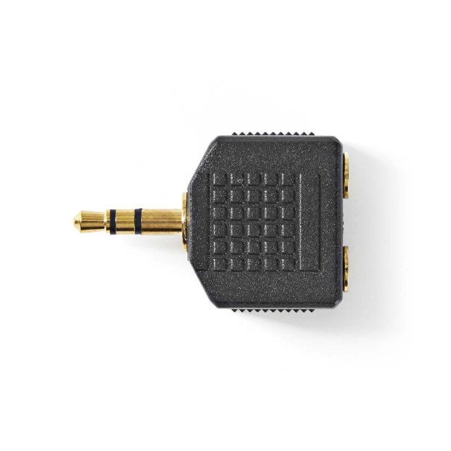 Nedis Stereo Audio Adapter | 3.5 mm Hane | 2x 3.5 mm, Hona | Guldplaterad | Rak | ABS | Svart | 10 st. | Plastpåse