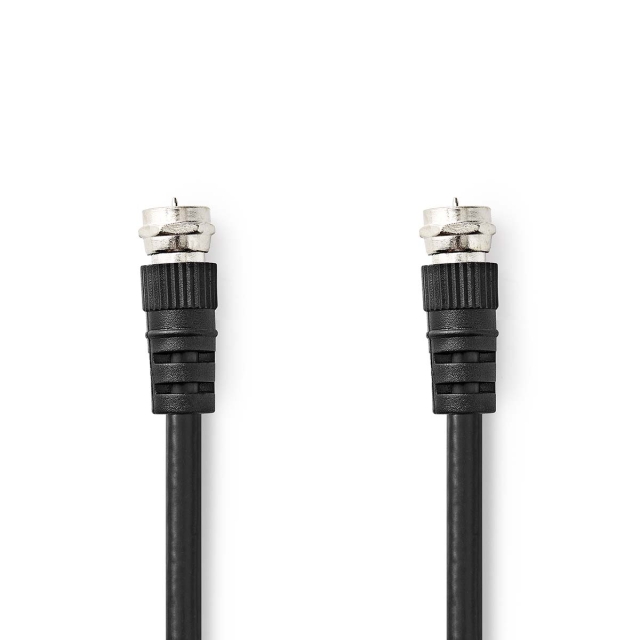 Nedis Satellite & Antenn kabel | F Hane | F Hane | Nickelplaterad | 75 Ohm | Dubbelskärmad | 1.50 m | Rund | PVC | Svart | Label