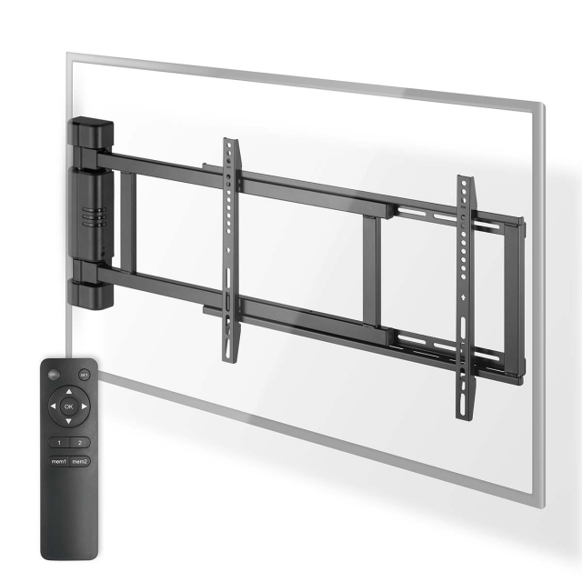 Nedis Motoriserade TV väggfäste | 32 - 75 " | Maximal skärmvikt som stöds: 50 kg | Roterbar | Minsta väggdistans: 56 mm | Fjärrstyrd | ABS / Stål | Svart