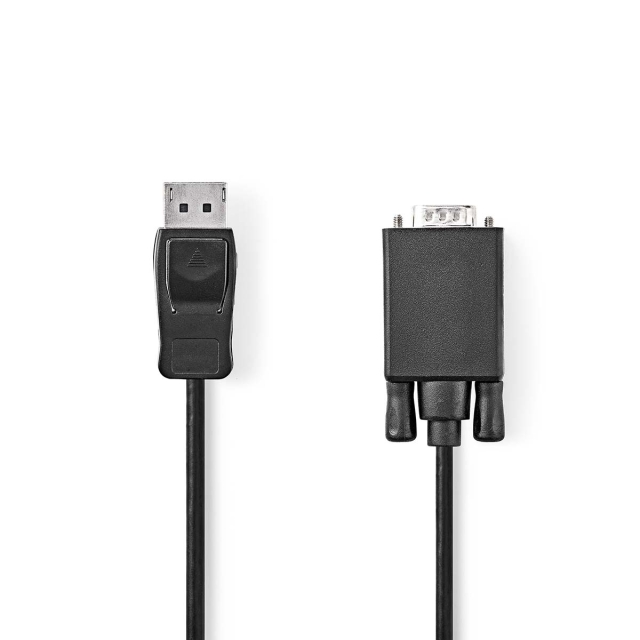 Nedis VGA-kabel | DisplayPort Hane | VGA Hane | Nickelplaterad | Maximal upplösning: 1080p | 2.00 m | Rund | PVC | Svart | Låda