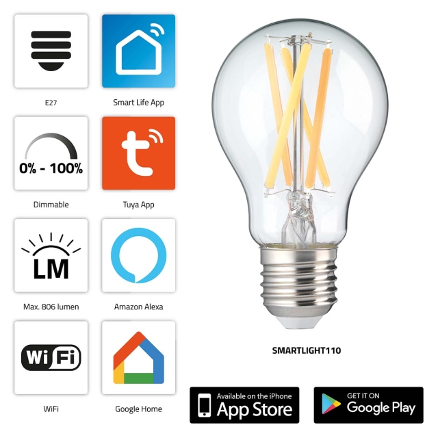 Alecto Smart glödtråd LED-lampa med Wi-Fi