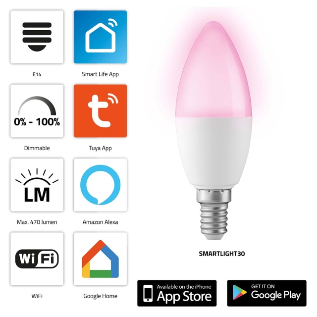 Alecto Smart LED-färglampa med Wi-Fi