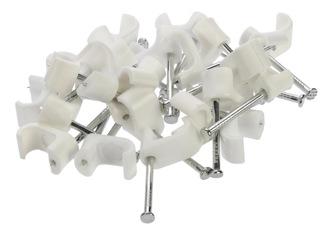 Nordic Quality Kabelklipps platt 6x10mm, Vit, 25 st