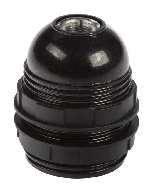 Nordic Quality Lampsockel E27 med lampskärmsring, Svart