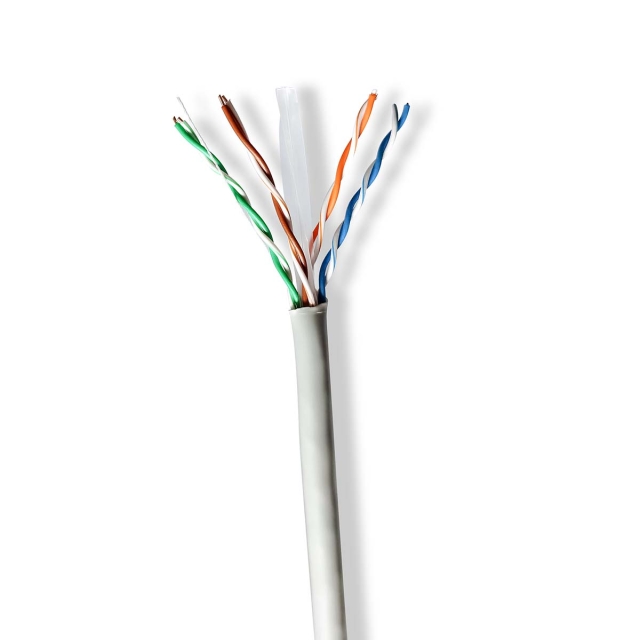 Nedis Nätverkskabel Roll | CAT6 | Fast | U/UTP | CCA | 305.0 m | Inomhus | Rund | PVC | Grå | Dragkorg