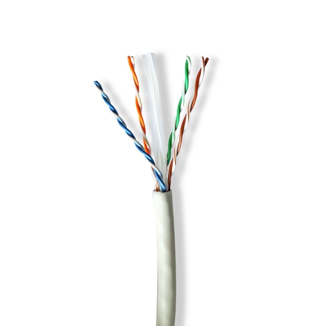 Nedis Nätverkskabel Roll | CAT6a | Fast | U/UTP | Koppar | 100.0 m | Inomhus | Rund | LSZH | Grå | Presentbox