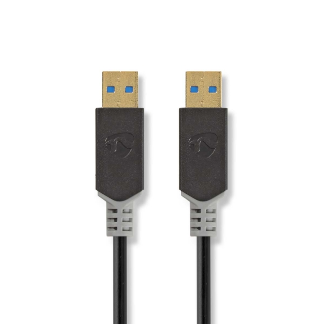 Nedis USB-kabel | USB 3.2 Gen 1 | USB-A Hane | USB-A Hane | 5 Gbps | Guldplaterad | 2.00 m | Rund | PVC | Antracit | Låda