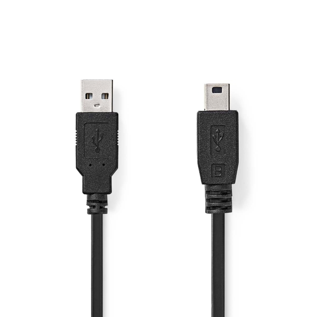 Nedis USB-kabel | USB 2.0 | USB-A Hane | USB Mini-B 5 pin Hane | 480 Mbps | Nickelplaterad | 2.00 m | Rund | PVC | Svart | Låda