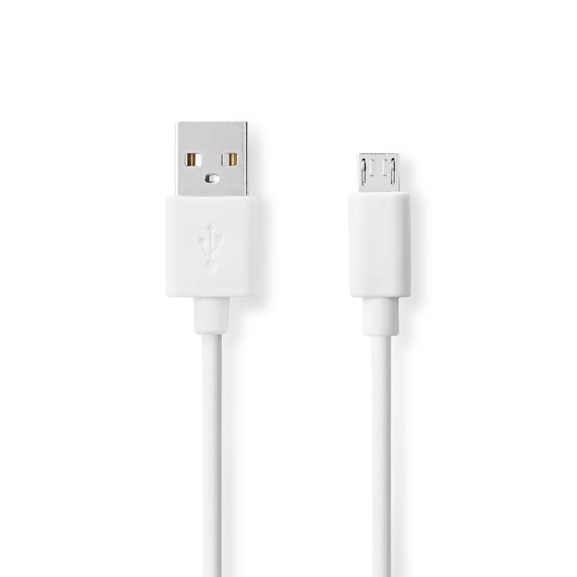 Nedis USB-kabel | USB 2.0 | USB-A Hane | USB Micro-B Hane | 480 Mbps | Nickelplaterad | 2.00 m | Rund | PVC | Vit | Låda