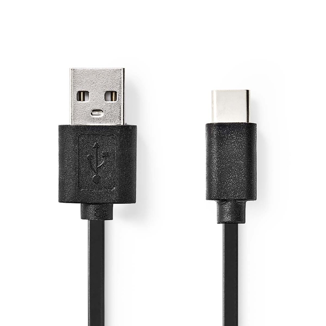 Nedis USB-kabel | USB 2.0 | USB-A Hane | USB-C™ Hane | 15 W | 480 Mbps | Nickelplaterad | 0.10 m | Rund | PVC | Svart | Blister