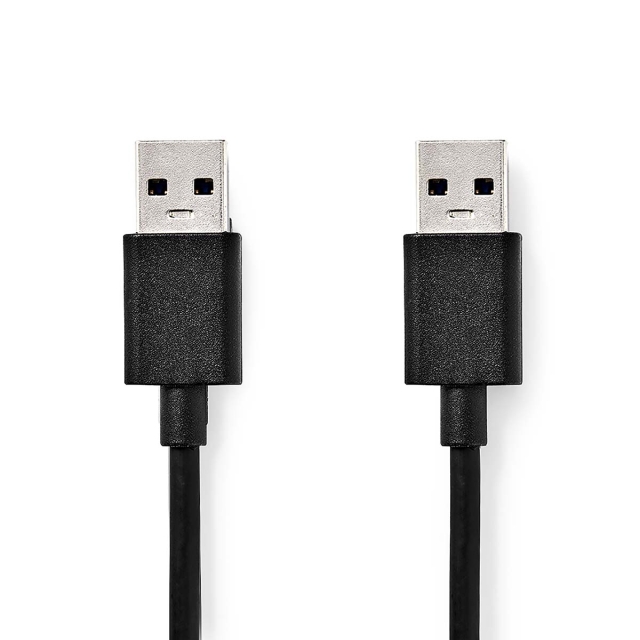 Nedis USB-kabel | USB 3.2 Gen 1 | USB-A Hane | USB-A Hane | 5 Gbps | Nickelplaterad | 1.00 m | Rund | PVC | Svart | Låda