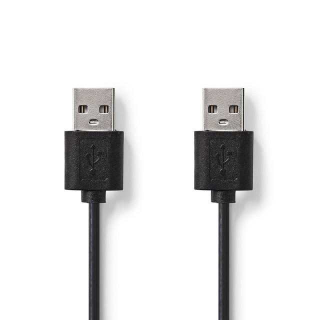 Nedis USB-kabel | USB 2.0 | USB-A Hane | USB-A Hane | 480 Mbps | Nickelplaterad | 2.00 m | Rund | PVC | Svart | Label