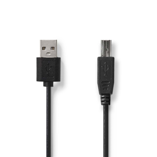 Nedis USB-kabel | USB 2.0 | USB-A Hane | USB-B Hane | 480 Mbps | Nickelplaterad | 3.00 m | Rund | PVC | Svart | Label