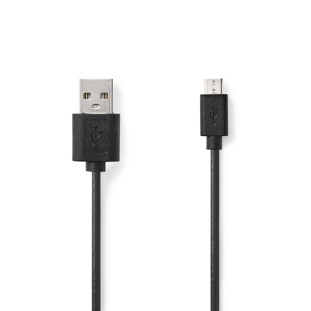 Nedis USB-kabel | USB 2.0 | USB-A Hane | USB Micro-B Hane | 7.5 W | 480 Mbps | Nickelplaterad | 1.00 m | Rund | PVC | Svart | Label