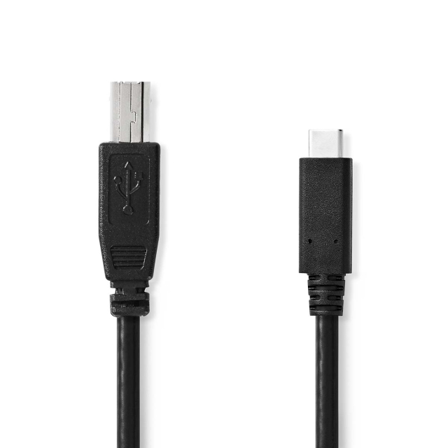 Nedis USB-kabel | USB 2.0 | USB-C™ Hane | USB-B Hane | 480 Mbps | Nickelplaterad | 1.00 m | Rund | PVC | Svart | Label