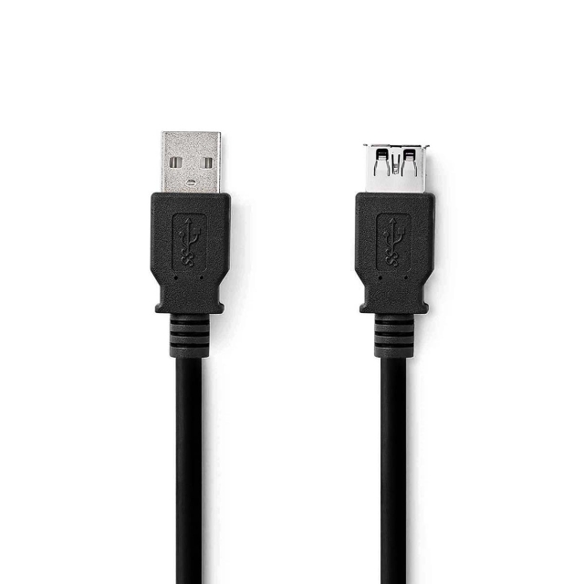 Nedis USB-kabel | USB 3.2 Gen 1 | USB-A Hane | USB-A Hona | 5 Gbps | Nickelplaterad | 2.00 m | Rund | PVC | Svart | Label