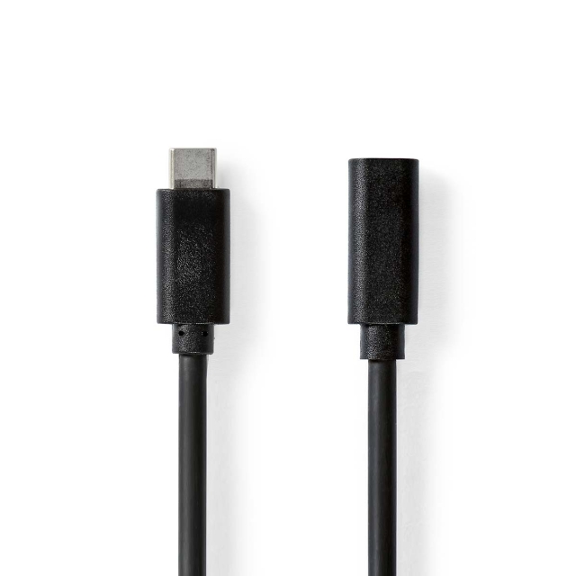 Nedis USB-kabel | USB 3.2 Gen 1 | USB-C™ Hane | USB-C™ Hona | 60 W | 4K@60Hz | 5 Gbps | Nickelplaterad | 1.00 m | Rund | PVC | Svart | Label