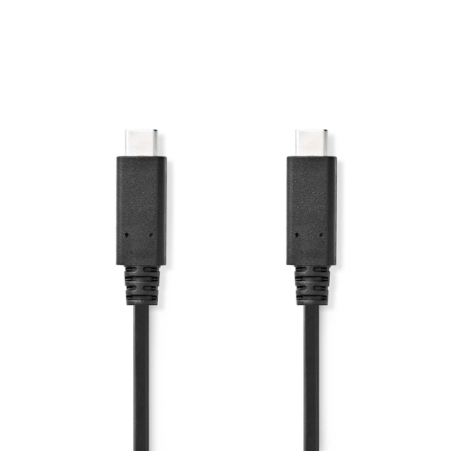 Nedis USB-kabel | USB 3.2 Gen 2 | USB-C™ Hane | USB-C™ Hane | 240 W | 8K@30Hz | 20 Gbps | Nickelplaterad | 1.00 m | Rund | PVC | Svart | Label