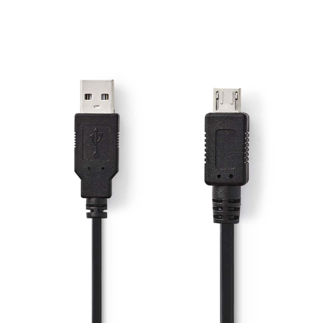 Nedis USB-kabel | USB 2.0 | USB-A Hane | USB Micro-A | 480 Mbps | Nickelplaterad | 2.00 m | Rund | PVC | Svart | Plastpåse