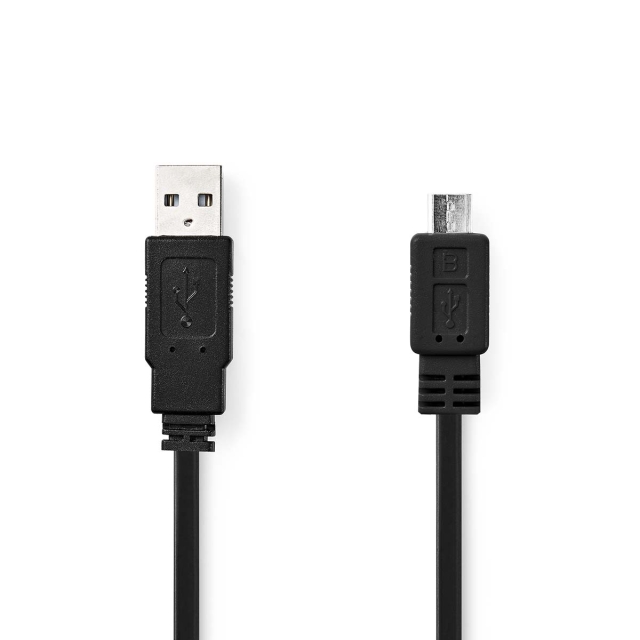 Nedis USB-kabel | USB 2.0 | USB-A Hane | USB Micro-B Hane | 480 Mbps | Nickelplaterad | 1.00 m | Platt | PVC | Svart | Kuvert