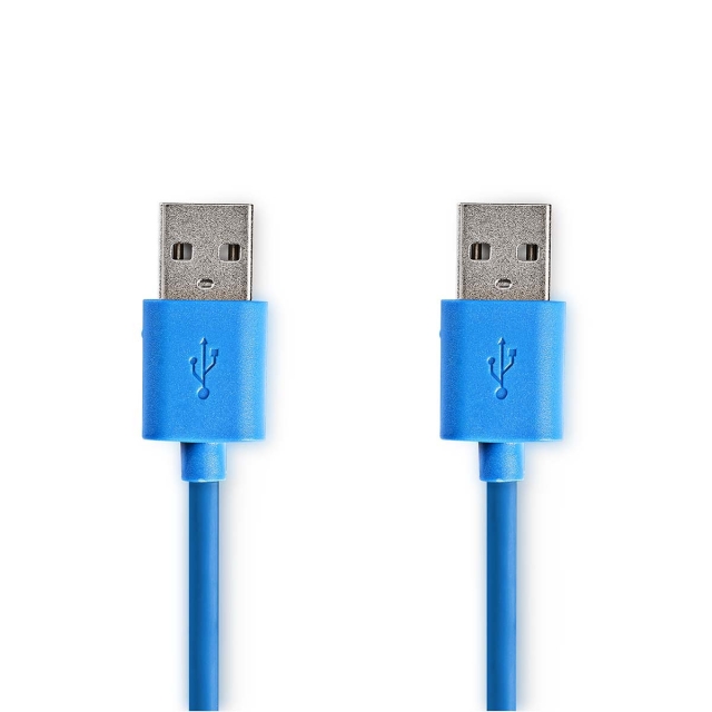 Nedis USB-kabel | USB 3.2 Gen 1 | USB-A Hane | USB-A Hane | 5 Gbps | Nickelplaterad | 2.00 m | Rund | PVC | Blå | Kuvert