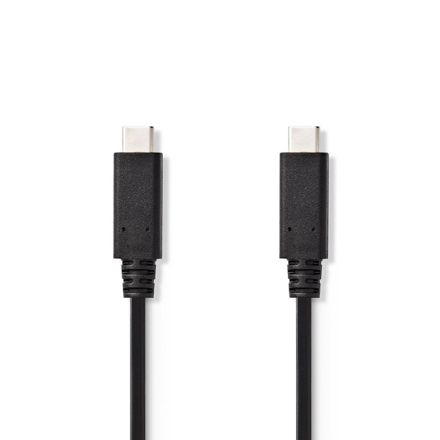 Nedis USB-kabel | USB 3.2 Gen 2 | USB-C™ Hane | USB-C™ Hane | 15 W | 10 Gbps | Nickelplaterad | 1.00 m | Rund | PVC | Svart | Tag