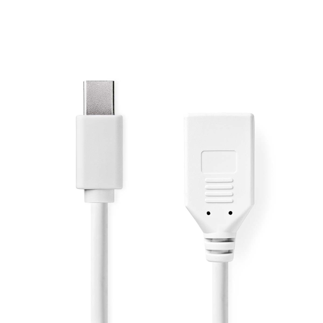 Nedis Mini Displayport-kabel | DisplayPort 1.2 | Mini DisplayPort Hane | DisplayPort Hona | 21.6 Gbps | Nickelplaterad | 0.20 m | Rund | PVC | Vit | Låda