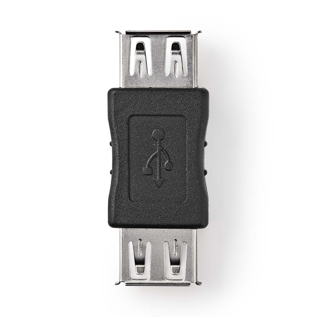 Nedis USB-A Adapter | USB 2.0 | USB-A Hona | USB-A Hona | 480 Mbps | Rund | Nickelplaterad | PVC | Svart | Låda
