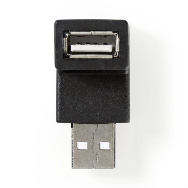 Nedis USB-A Adapter | USB 2.0 | USB-A Hane | USB-A Hona | 480 Mbps | Rund | Nickelplaterad | PVC | Svart | Låda