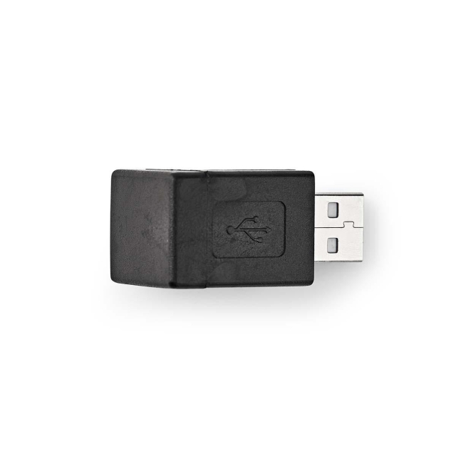 Nedis USB-A Adapter | USB 2.0 | USB-A Hane | USB-A Hona | 480 Mbps | Rund | Nickelplaterad | PVC | Svart | Låda