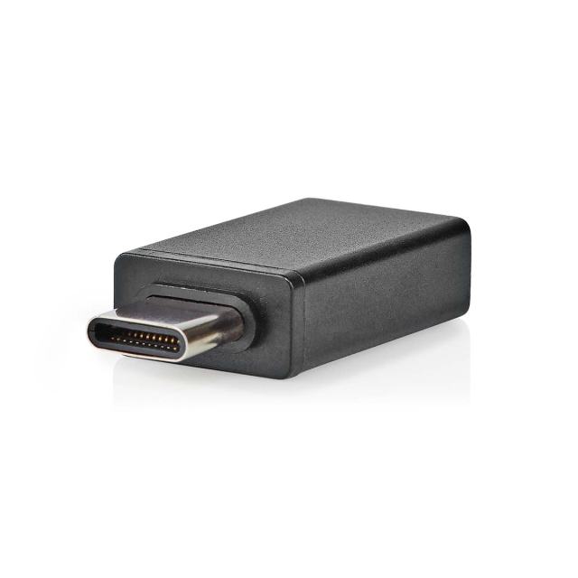 Nedis USB-C™ Adapter | USB 3.2 Gen 1 | USB-C™ Hane | USB-A Hona | 5 Gbps | OTG | Rund | Nickelplaterad | Svart | Låda